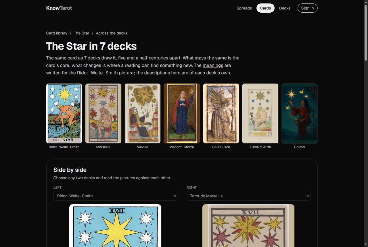 The Star in seven decks