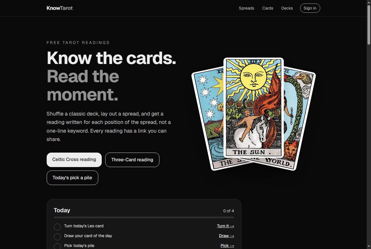 Home page on desktop