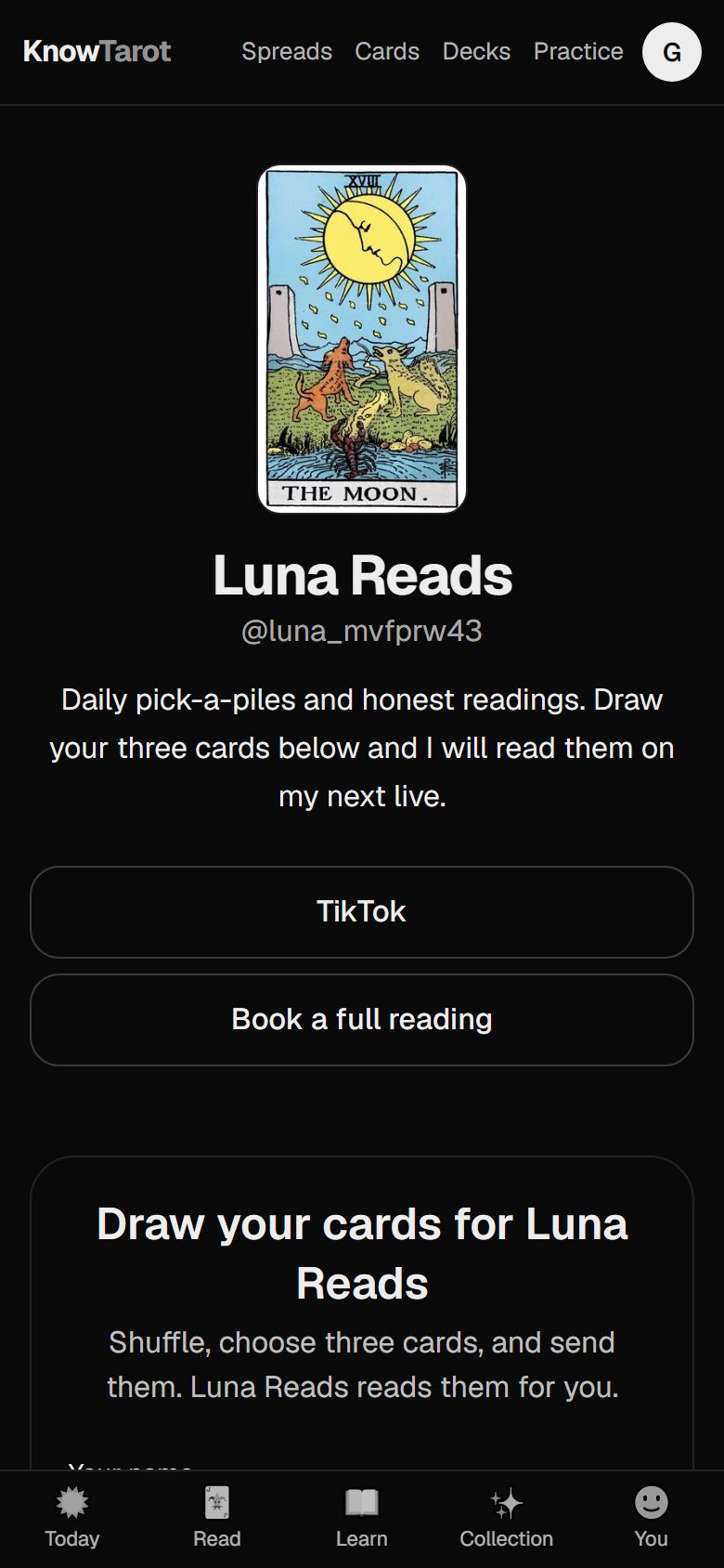 Reader's page