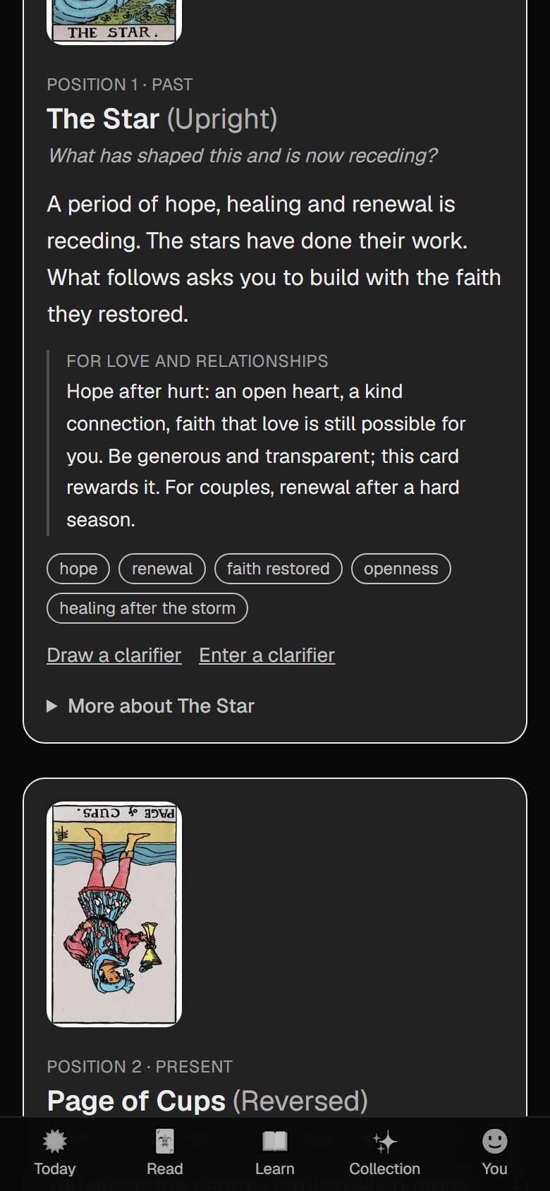 A written card reading on a phone