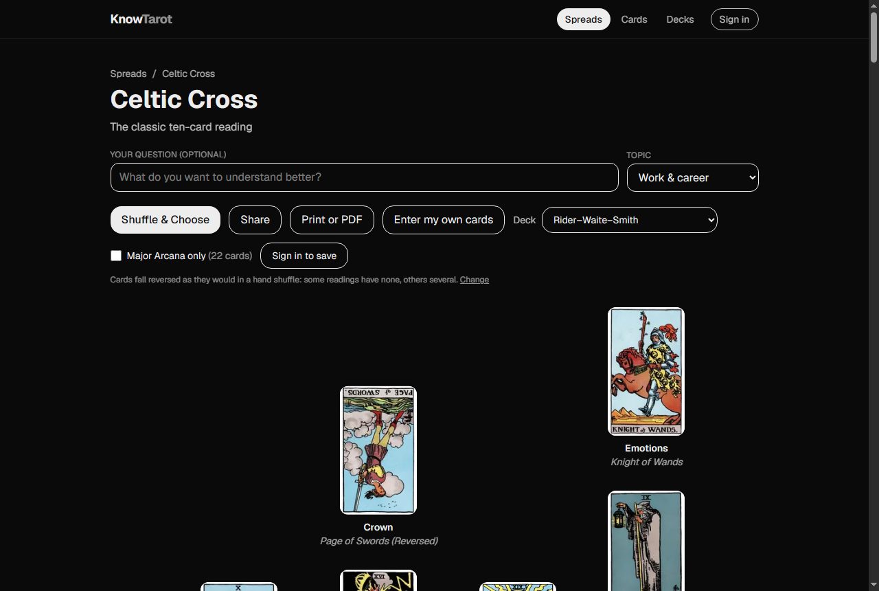Celtic Cross reading